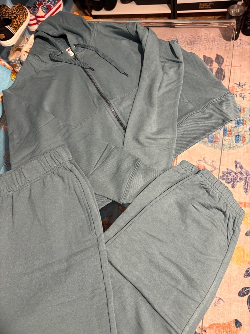 Casual Elastic-Waist Joggers in Dusty Teal